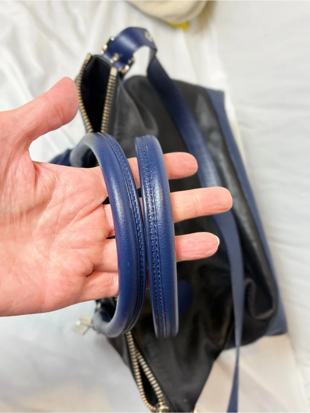 Coach Legacy Leather Rory Satchel Navy Black Colorblock 19902